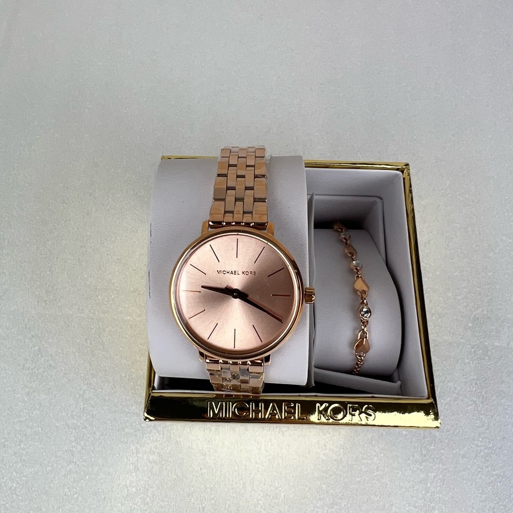 (No battery)Michael Kors Women's Mini Pyper Rose Gold-Tone 32mm Watch /Bracelet - Picture 2 of 6